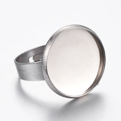 Tarnish Resistant Adjustable 304 Stainless Steel Finger Rings Components STAS-G187-01P-16mm-1