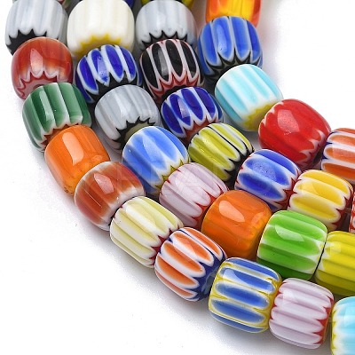Handmade Millefiori Glass Chevron Beads LAMP-Z019-02A-1