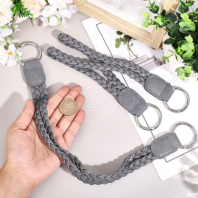 2Pcs Braided PU Leather Handles PURS-CL0001-18B-1