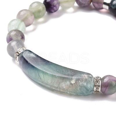Natural Fluorite Beads Charm Bracelets BJEW-K164-B12-1