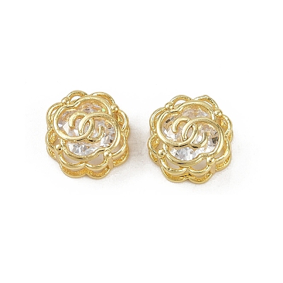 Brass Micro Pave Cubic Zirconia Beads KK-C093-08G-01-1