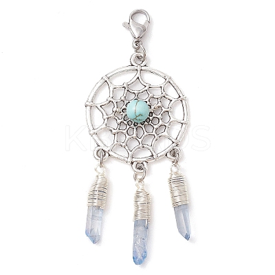 Alloy Woven Net/Web with Synthetic Turquoise Pendants Decorations HJEW-TA00194-02-1
