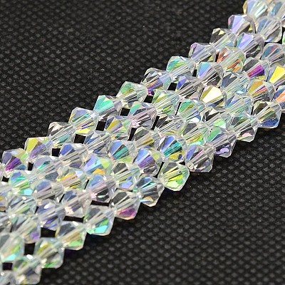 Imitate Austrian Crystal Electroplate Bicone Glass Bead Strands X-GLAA-F029-3x3mm-A01-1