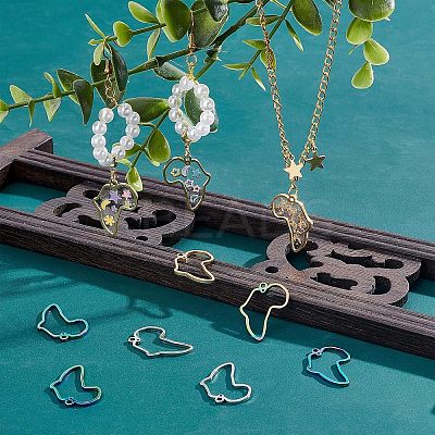 12Pcs 3 Colors Africa Map 304 Stainless Steel Connector Charms STAS-UN0038-78-1
