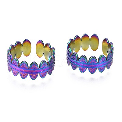 304 Stainless Steel Oval Wrapped Cuff Ring RJEW-N038-070-1