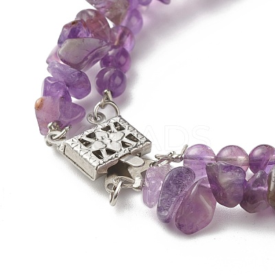 Mixed Stone Chip Beads Reiki Healing Multi-strand Bracelet BJEW-JB07052-M-1