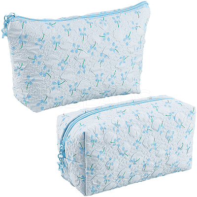 2Pcs 2 Styles Portable Travel Polyester Cosmetic Zipper Storage Clutch Bags ABAG-CY0001-01A-1