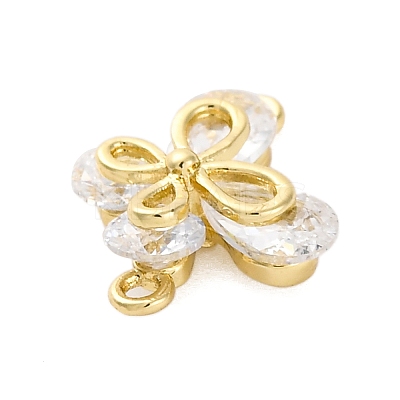 Brass Clear Cubic Zirconia Connector Charms/Links FIND-L019-07G-09-1
