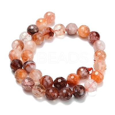 Grade A Natural Red Hematoid Quartz/Ferruginous Quartz Beads Strands G-L642-F03-12mm-1