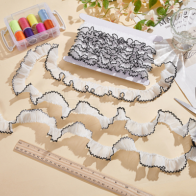 5M Polyester Pleated Lace Ribbon OCOR-MA0001-12A-1