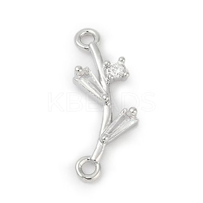 Brass Clear Cubic Zirconia Connector Charms LS-KK-Z094-06P-02-1