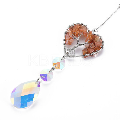 Natural Red Agate Big Pendants G-N333-008I-1