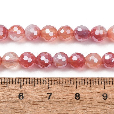 Electroplated Natural Agate Beads Strands G-B191-A07-6mm-15-1