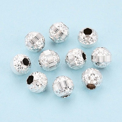 Textured 925 Sterling Silver Beads STER-T008-47S-1