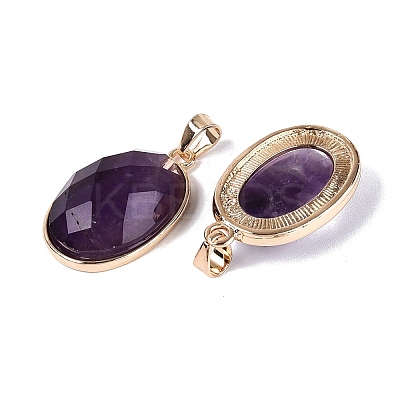 Natural Amethyst Pendants G-Q606-92G-06-1