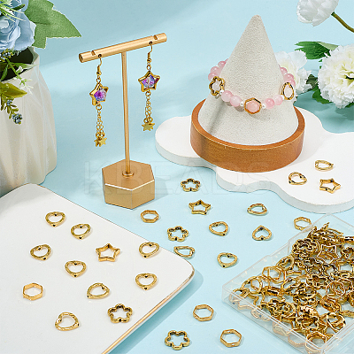 120Pcs 4 Styles Alloy Bead Frame FIND-SP0004-14-1