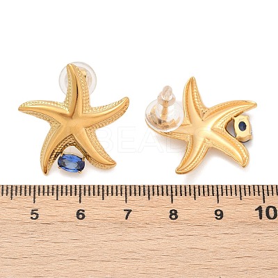 Starfish 304 Stainless Steel Pave Cubic Zirconia Stud Earrings EJEW-Z110-02G-1