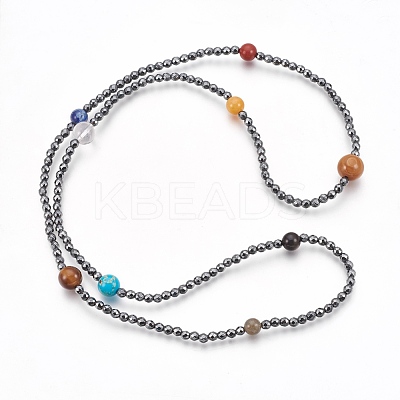 Electroplate Synthetic Hematite Beaded Necklaces NJEW-E127-01B-1