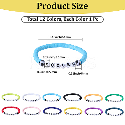 12Pcs 12 Colors Polymer Clay & Acrylic Beads Stretch Bracelet Sets BJEW-GF0001-34-1