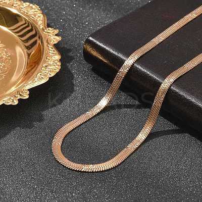 4MM 304 Stainless Steel Flower Herringbone Chain Necklaces for Women NJEW-B131-08RG-1