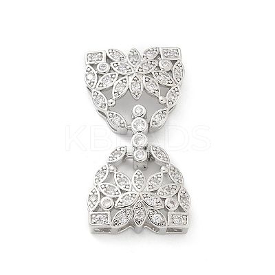 Brass Micro Pave Clear Cubic Zirconia Fold Over Clasps KK-Z083-04P-1