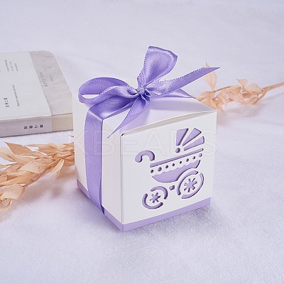 Hollow Stroller BB Car Carriage Candy Box wedding party gifts with Ribbons CON-BC0004-97B-1