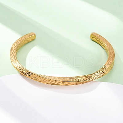 304 Stainless Steel Cuff Bangles for Men Women BJEW-D361-02G-1