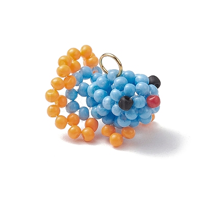 Glass Seed Beaded Gold Fish Pendants PALLOY-MZ00561-02-1