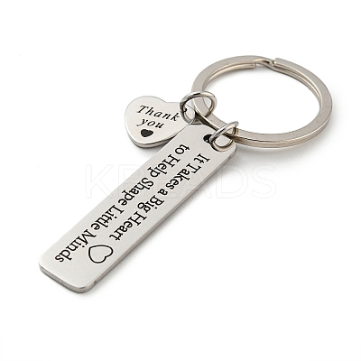 Teacher's Day Gift 201 Stainless Steel Word Thank You Keychains KEYC-E040-05P-01-1