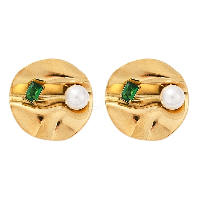 304 Stainless Steel Cubic Zirconia Stud Earrings EJEW-Z110-03G-03-1