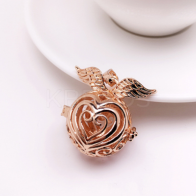 Brass Bead Cage Pendants FIND-PW0008-02KCG-1