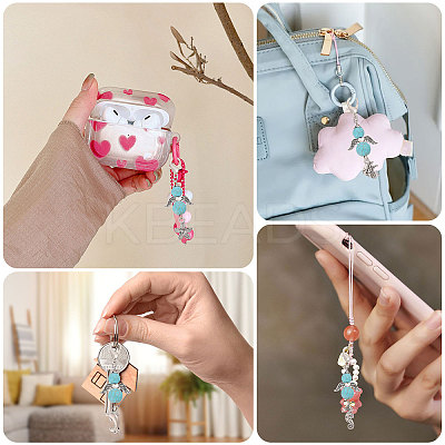 32Pcs 8 Styles Synthetic Turquoise Beads & Alloy Sea Animal Pendant Decorations HJEW-CA00068-1