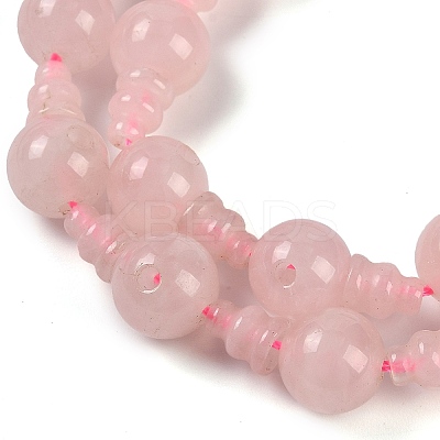 Natural Rose Quartz 3-Hole Guru Beads Strands G-H064-E01-01-1