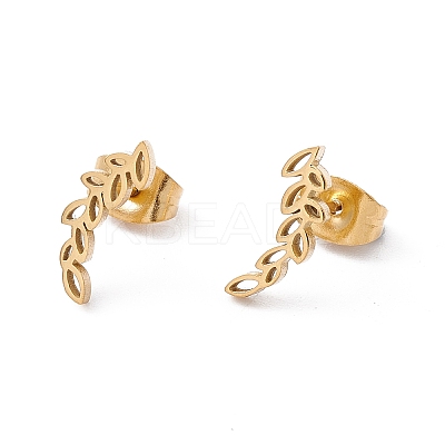 304 Stainless Steel Olive Leaf Stud Earrings for Women LS-EJEW-E163-14G-1