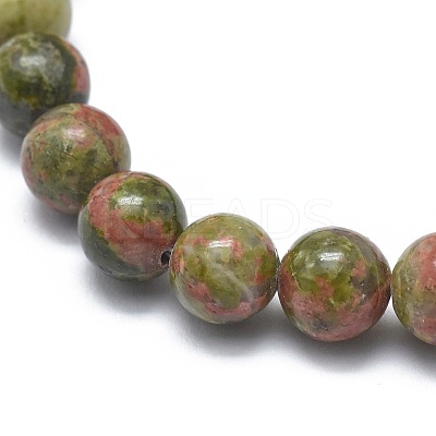 Natural Unakite Bead Stretch Bracelets X-BJEW-K212-B-006-1
