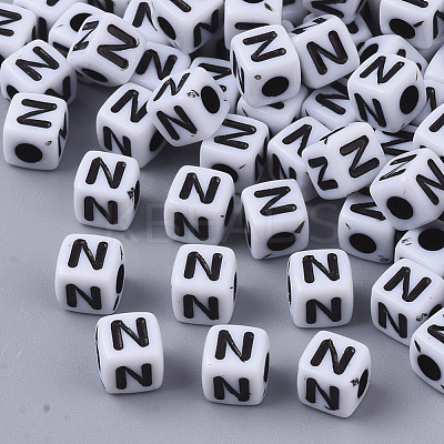 White Opaque Acrylic Beads X-MACR-R869-02N-1