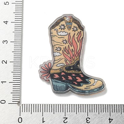 Wsetern Cowboy Theme Printed Acrylic Pendants OACR-H043-01K-1