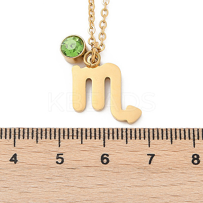 304 Stainless Steel Glass Drill Birth Stone Constellation Pendant Necklaces STAS-D305-08G-H-1