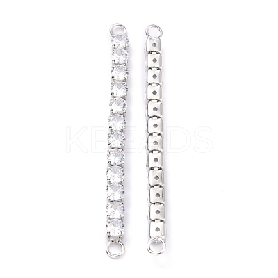 Brass Clear Round Cubic Zirconia Links Connectors ZIRC-G170-23B-P-1