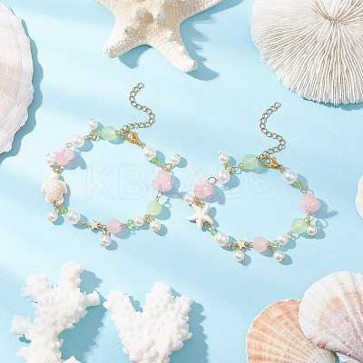 2Pcs 2 Colors Synthetic Turquoise Beads Charm Bracelets BJEW-JB11849-1