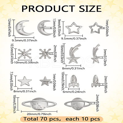 70Pcs 7 Styles Zinc Alloy Cabochons FIND-LP0003-32P-1