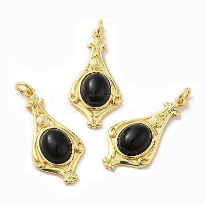Natural Dyed & Heated Black Agate Pendants G-C096-03G-05-1