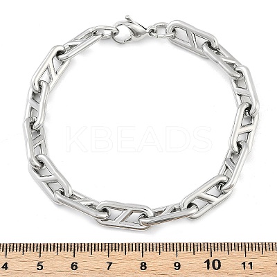 304 Stainless Steel Oval Link Chain Bracelets for Women Men BJEW-F488-49B-P-1