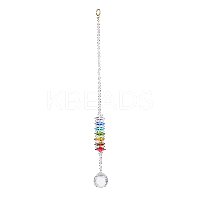 Glass Teardrop Pendant Decorations HJEW-TA00019-1