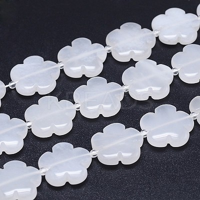 Natural White Jade Flower Bead Strands G-M206-12A-1