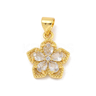 Rack Plating Brass Micro Pave Cubic Zirconia Pendants KK-G513-17G-1