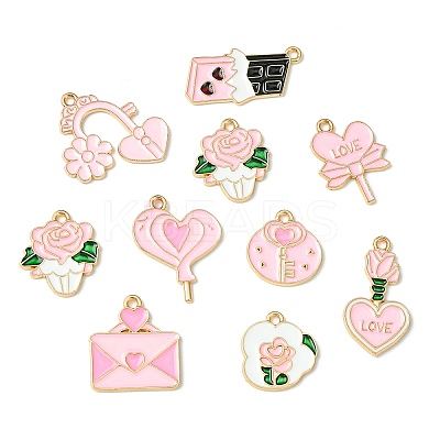 45Pcs 9 Styles Valentine's Day Theme Alloy Enamel Pendants FIND-CJ0003-74-1