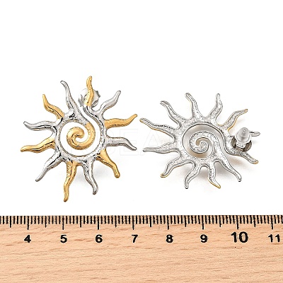 304 Stainless Steel Two Tone Stud Earrings EJEW-R031-01GP-1