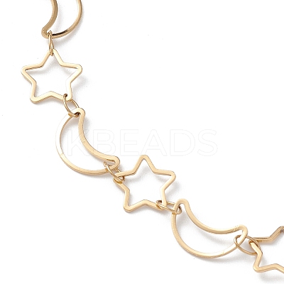 Ion Plating(IP) 304 Stainless Steel Star & Moon Link Chain Anklets for Men Women LS-STAS-B039-15G-1