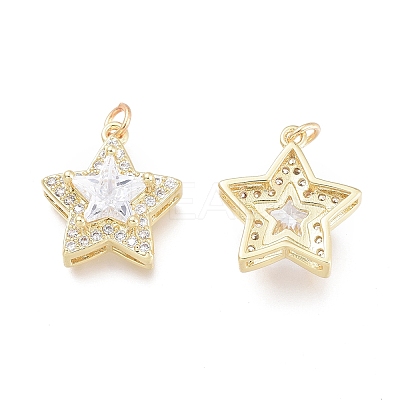 Brass Micro Pave Cubic Zirconia Pendants X-ZIRC-F114-10-G-1